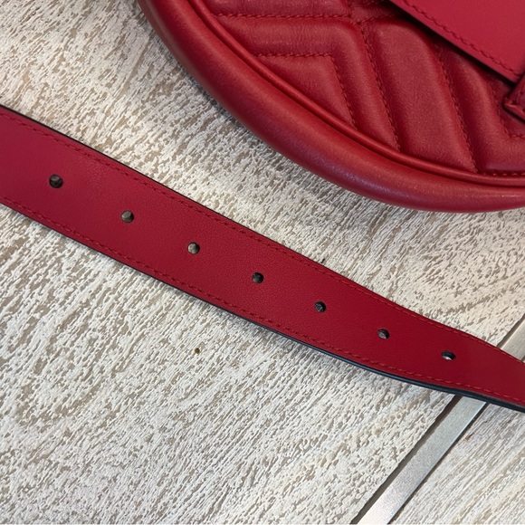LIKE NEW AUTHENTIC Gucci Calfskin Matelasse GG Marmont Belt Bag 85 Hibis… - Picture 6 of 10